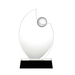 Gros nouveau trophée en cristal de base noire avec prix de verre de balle de golf
