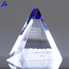 New Design K9 Quality Blue Majestic Pyramid Corporate Awards,Large Crystal Pyramid