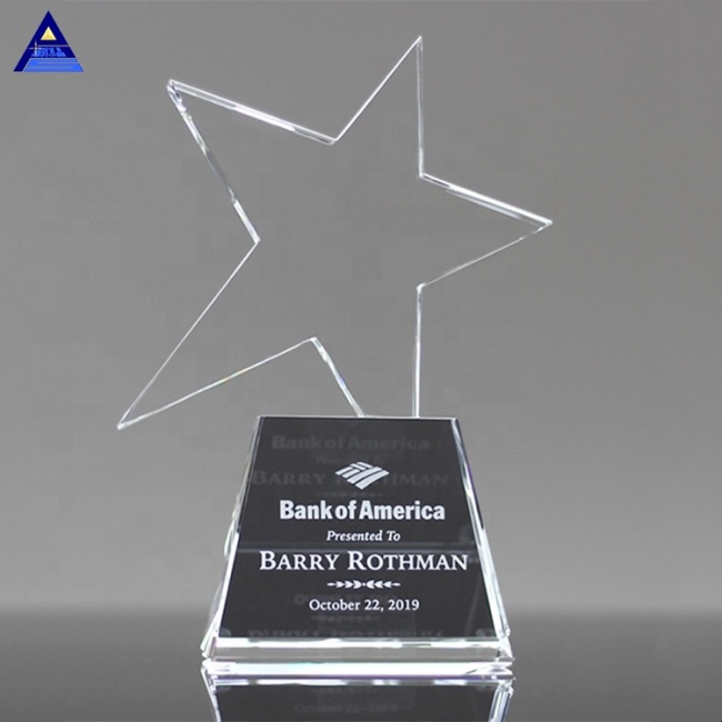 Wholesale Clear Optical Glass Trophy Crystal Meteor Star Award
