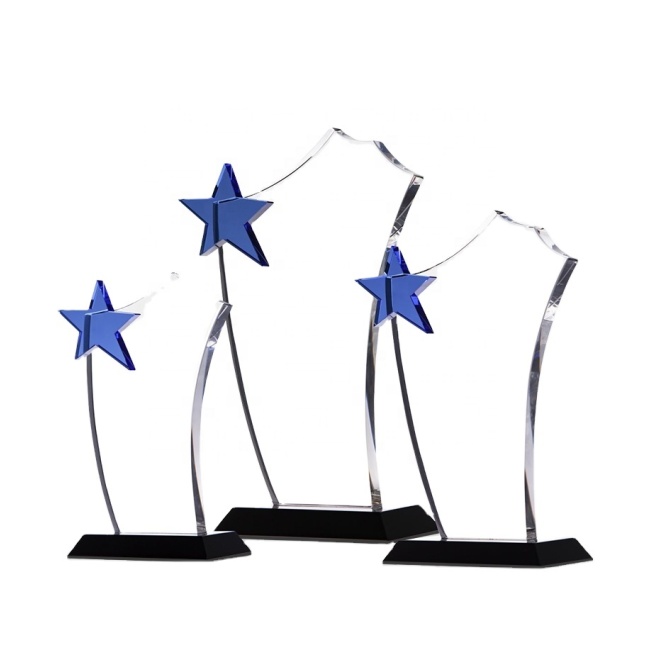 New Design Custom Crystal Blank Star Plaque Trophy Crystal Glass Awards