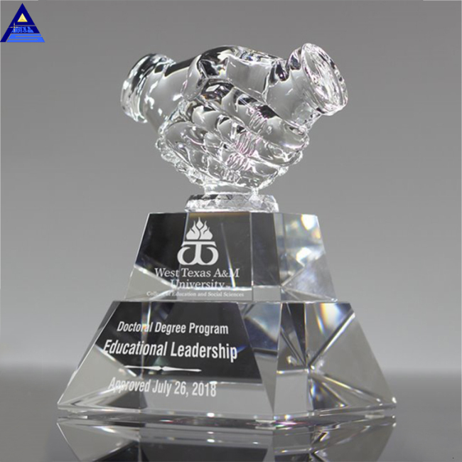 2019 Newest Crystal Handshake- -No.1 Crystal Trophy Factory