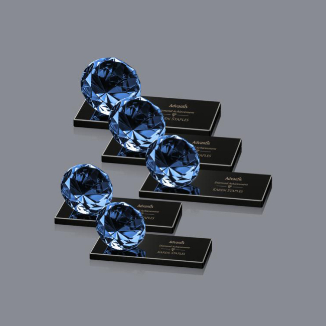 Pujiang K9 High-end Business Customized Metal Base Colored Diamond Crystal Award