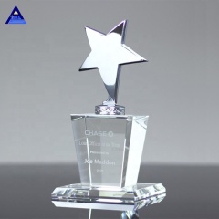 Custom High Grade Unique Design Glass Silver Star Crystal Award