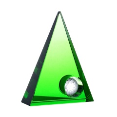 Cristal véritable optique de boule de golf de récompense de trophée de gravure libre de cristal de verre vert