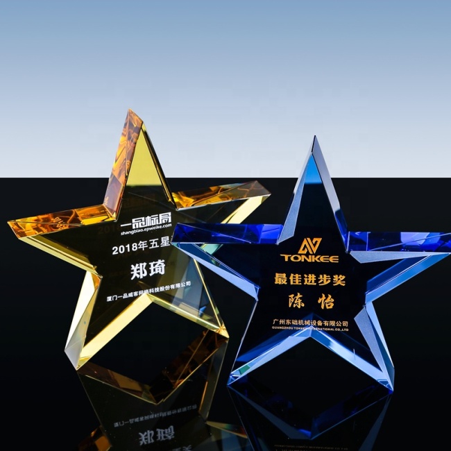 Fashion Star Shape Design Crystal Glass Trophy award Crystal Star block paperweight