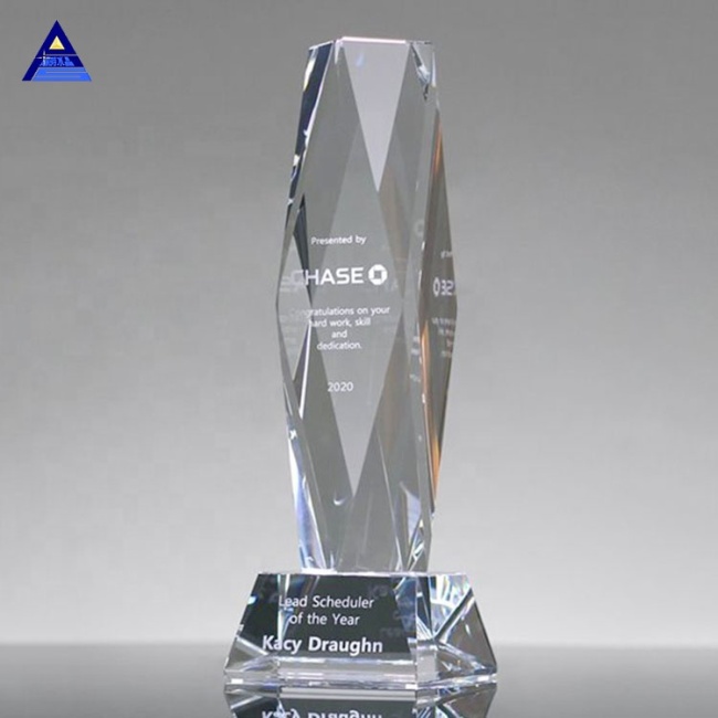 Pujiang Clear Top Crystal Obelisk Trophy Award For Ceremony Souvenir