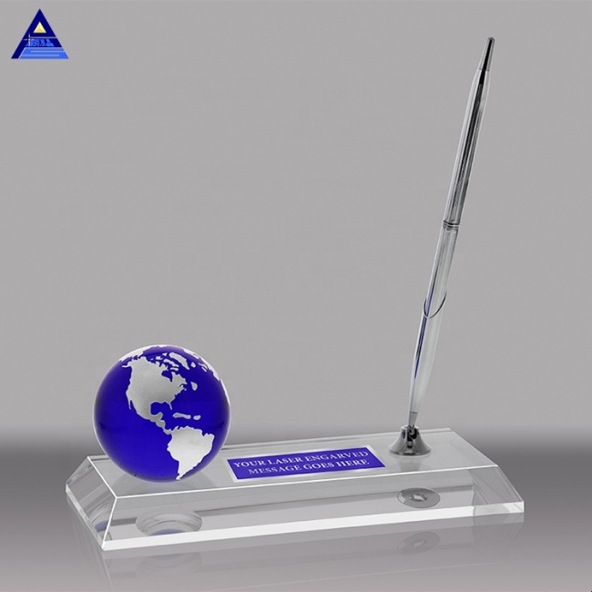 Custom Crystal Glass Mini Earth World Globe Trophy Award