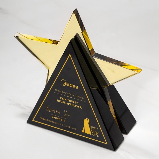custom crystal awards glazed trophy star shape corporation awards