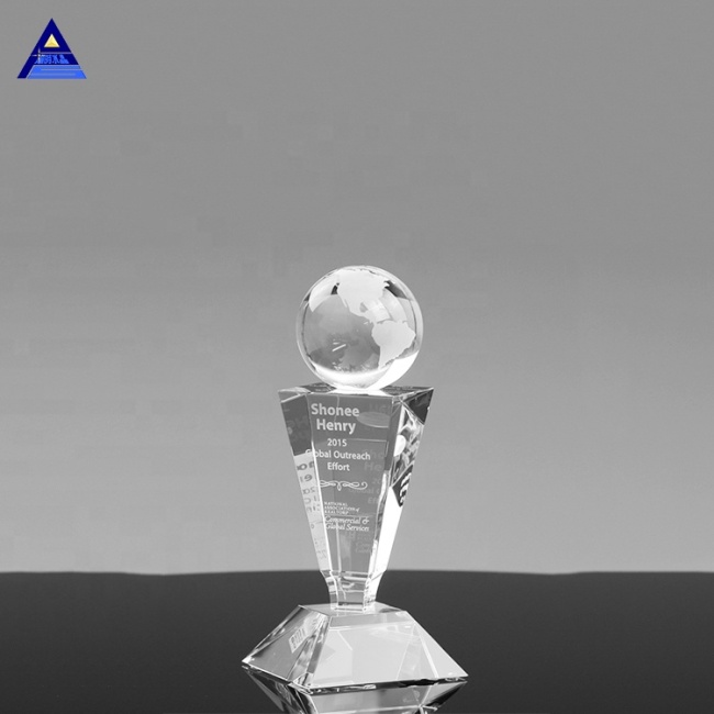 Popular Custom Crystal Globe Trophy With World Map