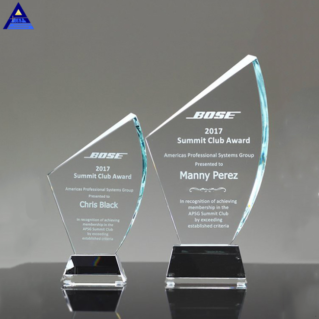 Design Crystal Blank Awards And Trophy Glass Plaque For Business Souvenir
