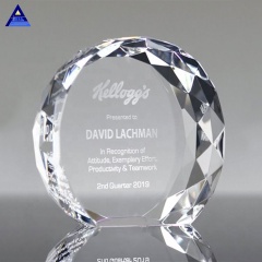 Clear K9 Crystal Diamond Trophy Faceted Circle Large Glass Cube Paperweight