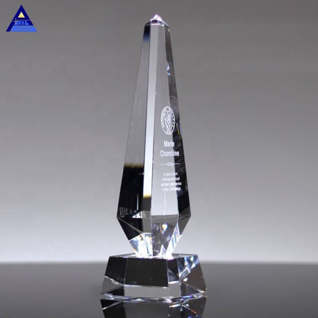 Hot Sale Corporation Business Pillar Of Excellent Crystal Glass Award Trophy