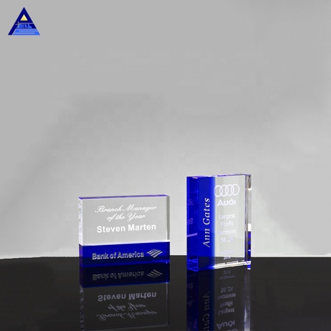 2020 Printing 3D Laser Photo Trophy Blue-Clear 3D Laser Engraved Crystal