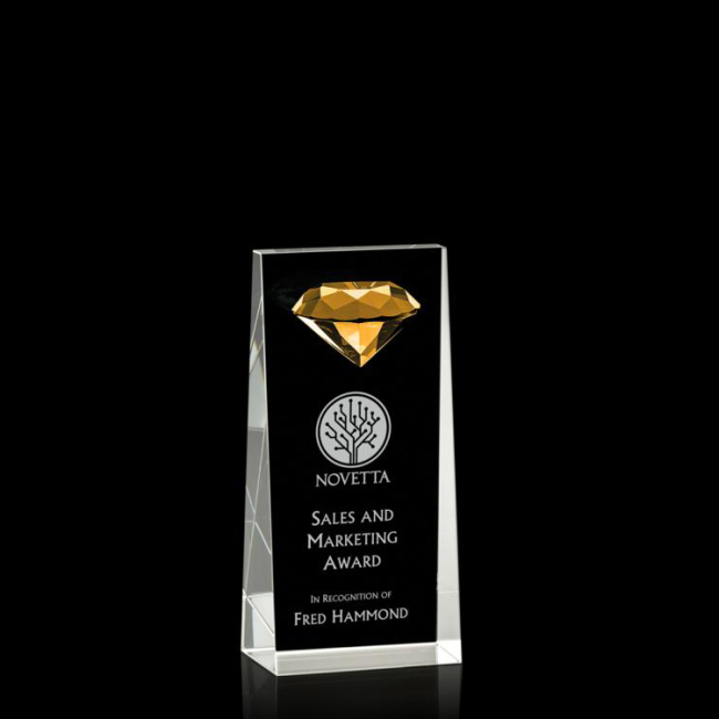 Pujiang Diamond shape crystal cube trophy k9 blue crystal and  trophy award