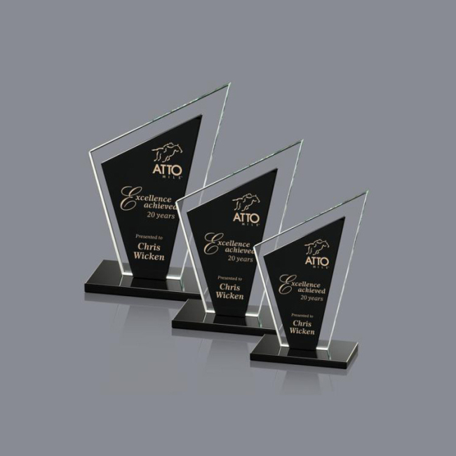 Wholesale China Factory 3D Glass Obelisk Trophy Color Black Crystal Award With Company Logo