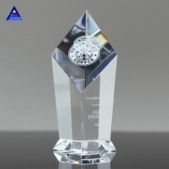 Elegant Clear Obelisk Shape Luxury Crystal Glass Award Trophy Crystal Shield Gift For Competition Awards