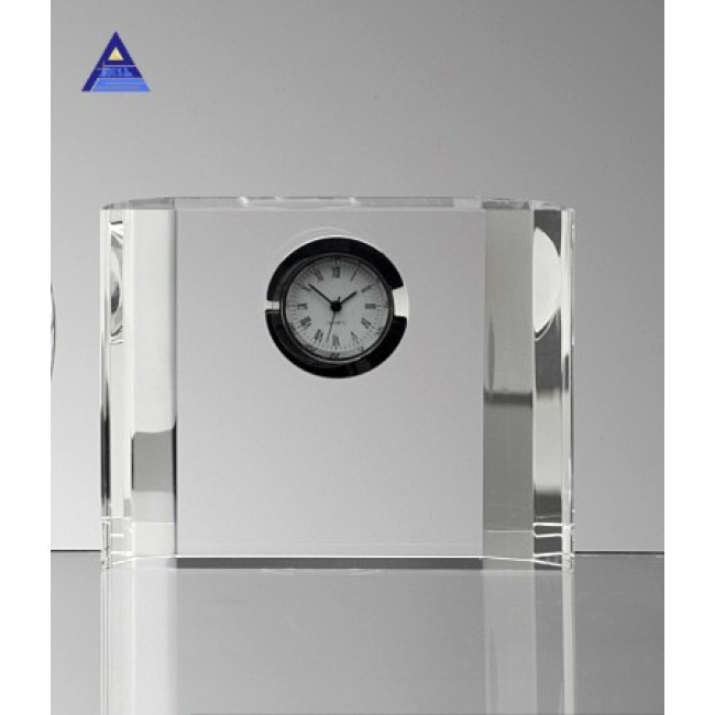 New Style Personalized Cheap Gift Custom Logo Engraved Crystal Table Clock