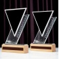 New Customized Business Wedding Gift Cutting Triangle Crystal Anniversary Trophy crystal glass plaque awards