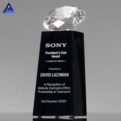 Trophée de diamant en cristal présidentiel bon marché de haute qualité avec base noire
