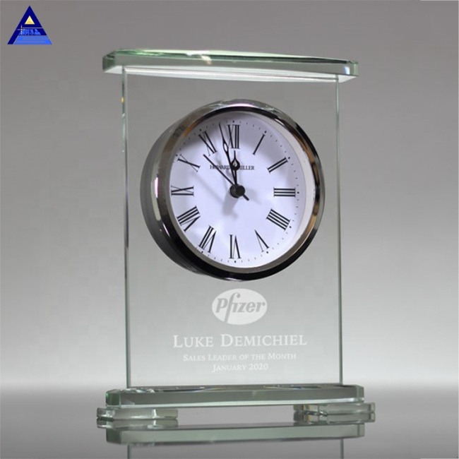 China Supplier New Design Jade Crystal Desk Clock For Souvenir Gift