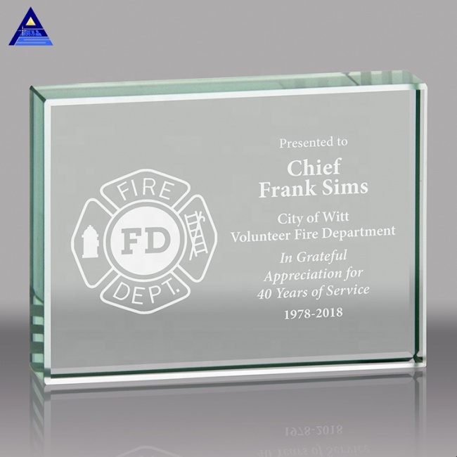 Custom rectangle shaped crystal award trophies with logo custom