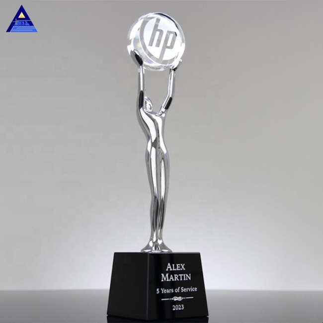 Custom New Design Modern Engraving Achievement Crystal Glass Award Trophy