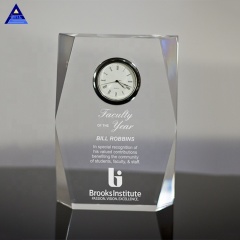 Unique Design Crystal Square Faceted Clock Award Trophy