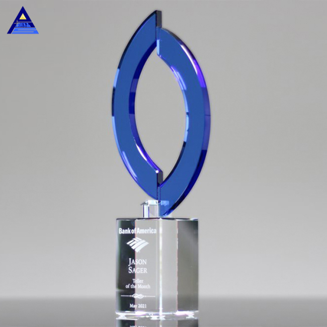 Best Selling Custom Sapphire Crystal Flame Award ,Design K9 Crystal Award Trophy