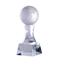 Nouvelle Arrivée Logo Personnalisé Artisanat Golf Gravé Sports Boule De Cristal Trophée Avec Base