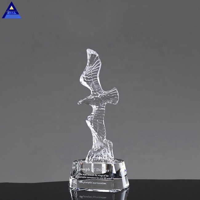 In Stock Wholesale Beauty Clear Grand Spirit Crystal Eagle Shape Award Trophy