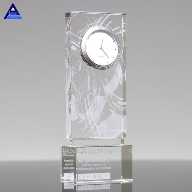 Personalized Optical Crystal Clock Cube Rectangle Large Star Time Crystal Desk Clock