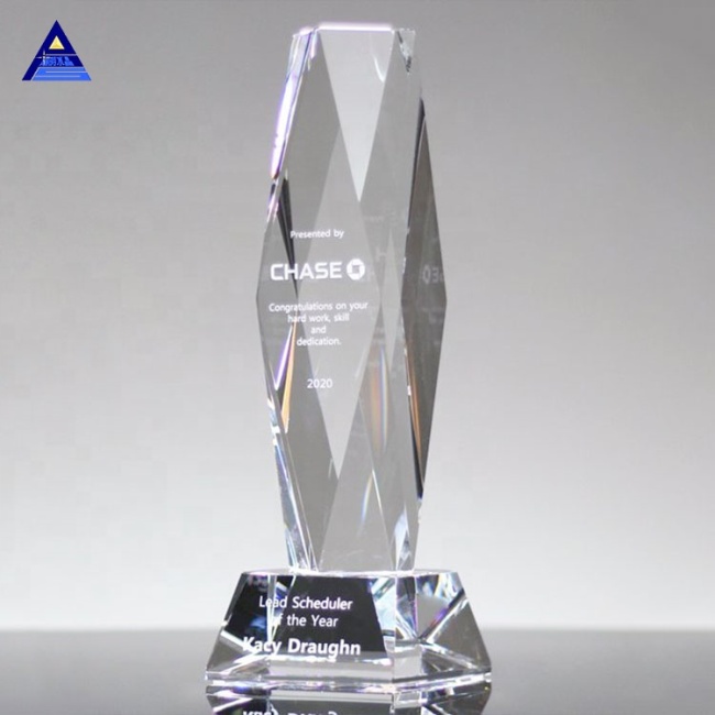 Pujiang Clear Top Crystal Obelisk Trophy Award For Ceremony Souvenir