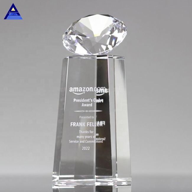 Eco-Friendly Professional Brilliant Tower Award Big Crystal Diamond Trophy With Cut