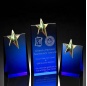 Souvenir Gift Popular K9 Crystal Plaque Blue Material Custom Blue Award Crystal Star Trophy