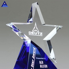 2020 New Design Blue Base Blank Custom Azure Crystal Star Award