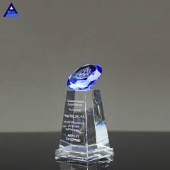 Vente en gros de décoration de mariages personnalisés Blue Diamond Award Crystal