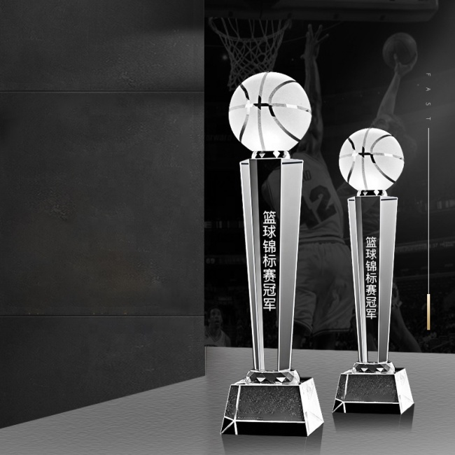 Hot selling crystal basketball trophy awards for sports Champion Second Third Place gift