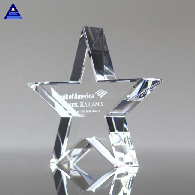 Cheap Simple Unique Cut Clear Star Crystal Glass Trophy Gift