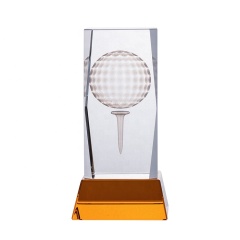Golf Ball 3D Laser Engraved Blank Crystal Cube And Crystal Golf Trophy Award For Golf Tournament Gifts