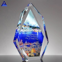Différents types de trophées en cristal K9 hérités sur mesure professionnels avec trophée d'impression en couleur
