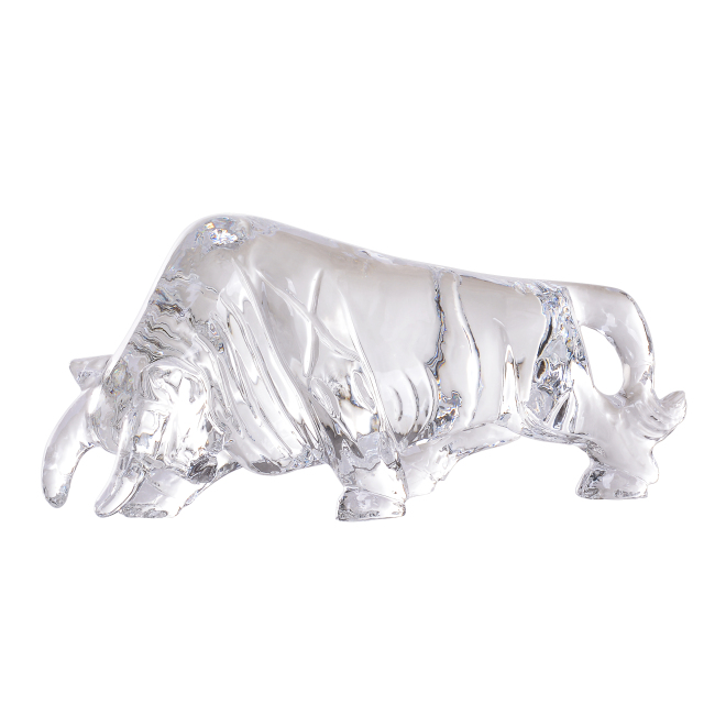 Engraving Stone Crafts Customized Crystal Souvenir Bull Sculpture For Company