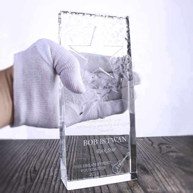 K9 Custom Engraved Souvenir Crystal Craft Beveled Crystal Star Tower crystal trophy award