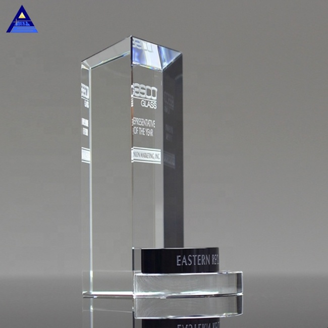 Factory Wholesale Colored Goal Achievement  Crystal Plaque Glass Trophy Award