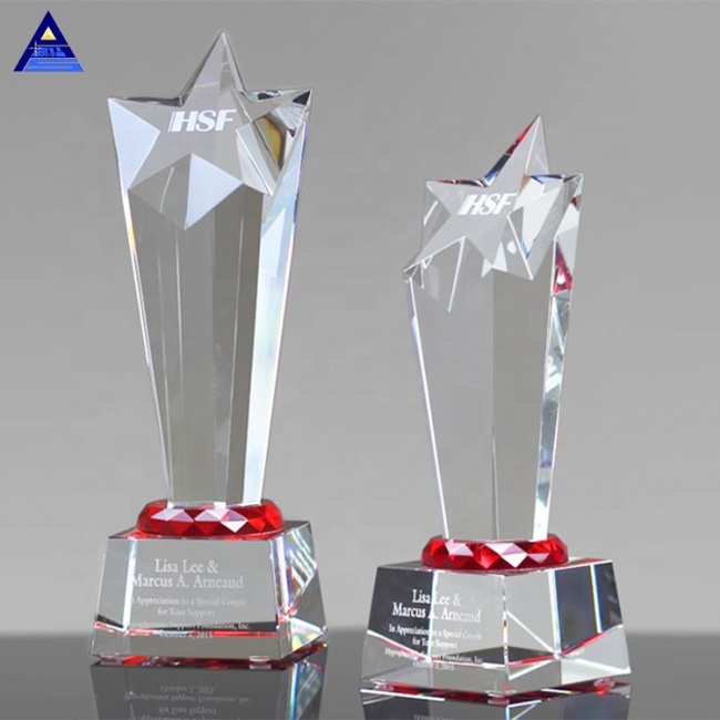 Name Engraving Crystal Star Award Custom Clear Trophy Award For Souvenir