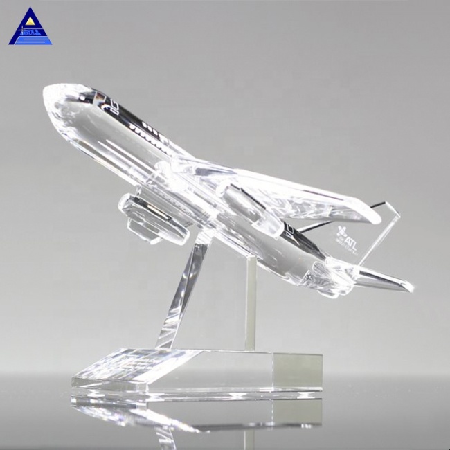 Wholesale Custom Transparent Crystal Glass Airplane Model Souvenirs Gift
