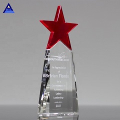 New Fashion Best Quality Red Star Crystal Trophy Plaque Engraving