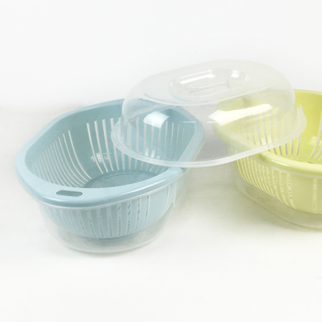 Plastic Kitchenware 3 in 1 Food Fruit Vegetable Washing Strainer Filter Colander