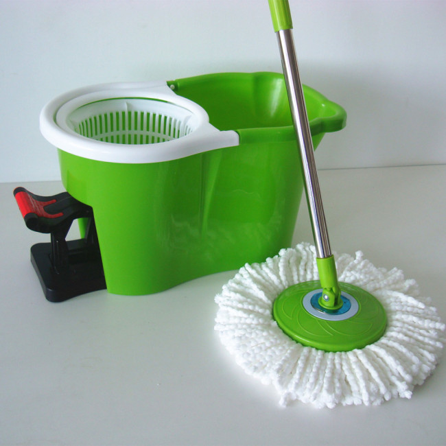 Home bathroom foot pedal spining dry floor dust cleaning mop with bucket